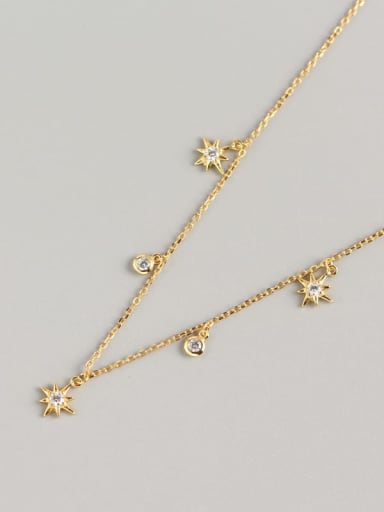Golden 925 Sterling Silver Cubic Zirconia Star Vintage Necklace