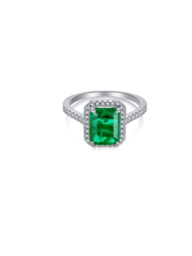 Platinum Green DY120223 S W GN 925 Sterling Silver Cubic Zirconia Geometric Luxury Band Ring