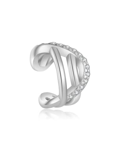 Platinum (single) 925 Sterling Silver Cubic Zirconia Geometric Trend Clip Earring