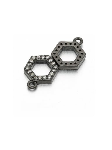 Gun black Brass Hexagon Microset Pendant