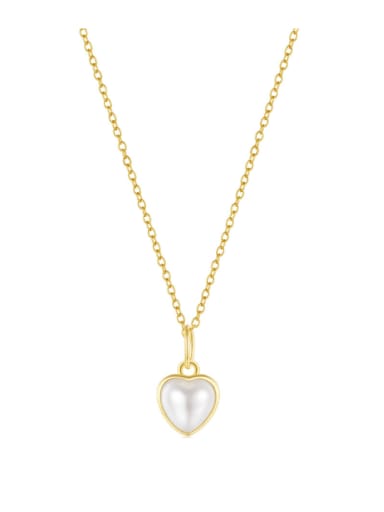 925 Sterling Silver Imitation Pearl Heart Minimalist Necklace