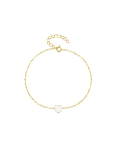 Gold white oil drop 925 Sterling Silver Enamel Heart Minimalist Link Bracelet