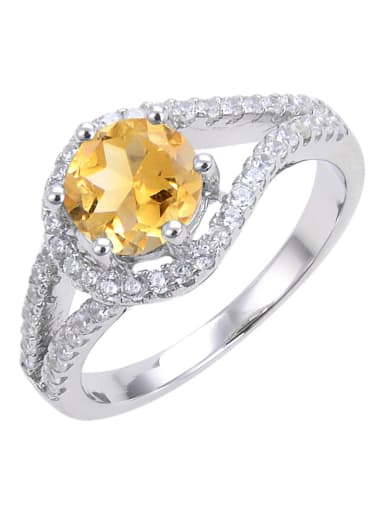 Natural citrine ring 925 Sterling Silver Moissanite Geometric Luxury Band Ring