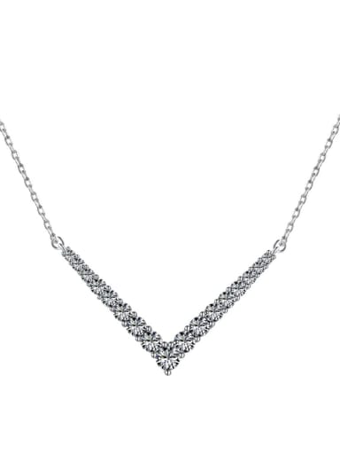DY190648 S W WH 925 Sterling Silver Cubic Zirconia Geometric Dainty Necklace