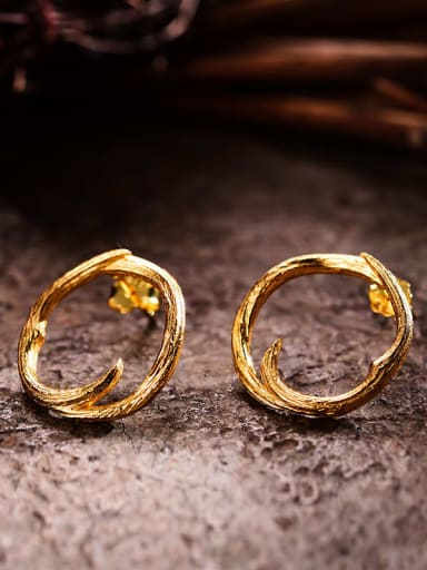 golden 925 Sterling Silver Geometric Minimalist Stud Earring