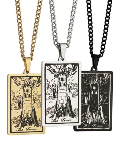 The Tower's Tarot hip hop stainless steel titanium steel necklace