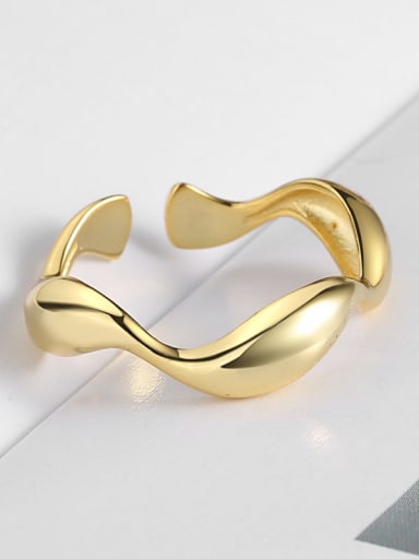 Gold 925 Sterling Silver Minimalist Irregular Band Ring