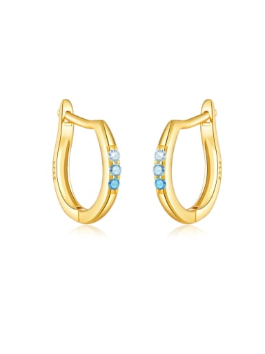 18K gold blue 925 Sterling Silver Cubic Zirconia Geometric Dainty Stud Earring