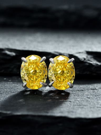 yellow 925 Sterling Silver High Carbon Diamond Blue Geometric Dainty Stud Earring