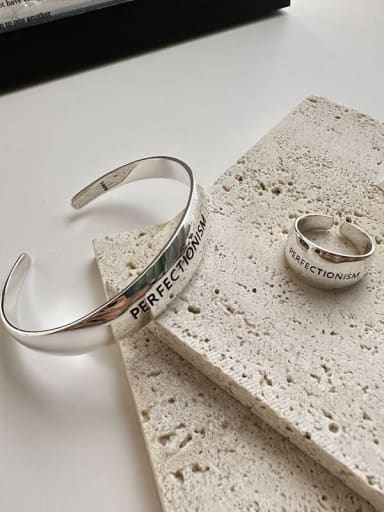 custom 925 Sterling Silver Trend Letter Ring and Bangle Set