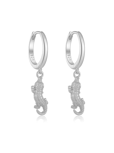 Platinum [Crocodile] 925 Sterling Silver Animal Trend Stud Earring