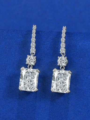 White [E 0213] 925 Sterling Silver High Carbon Diamond Geometric Dainty Hook Earring