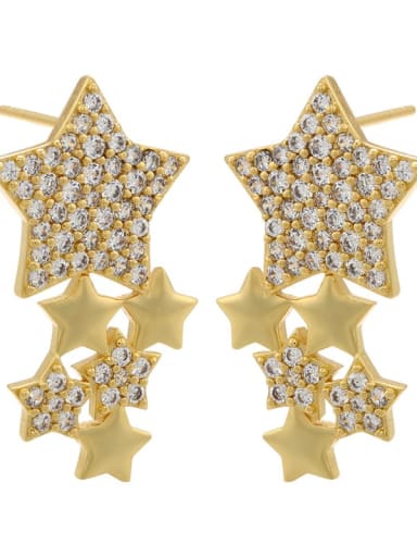 Brass Rhinestone Star Dainty Stud Earring