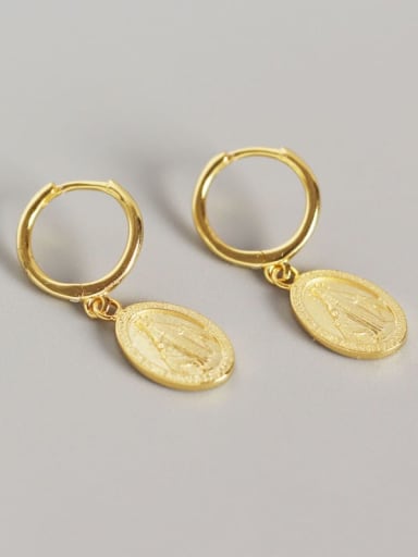 Gold 925 Sterling Silver Geometric Vintage Huggie Earring