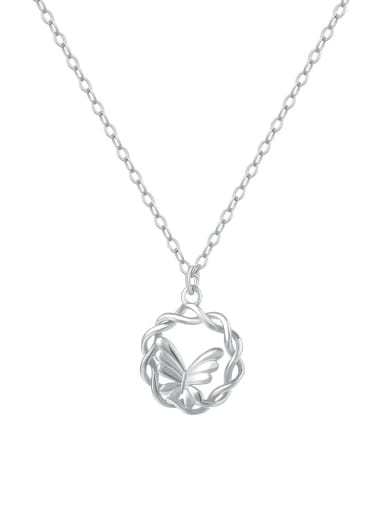 A3618 Silver 925 Sterling Silver Butterfly Minimalist Necklace