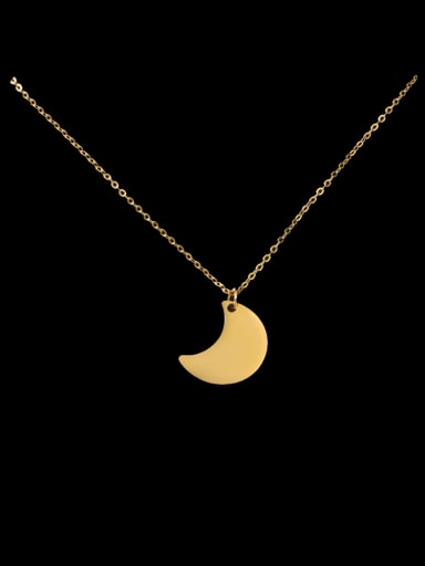 gold Stainless steel  Minimalist Moon Pendant Necklace