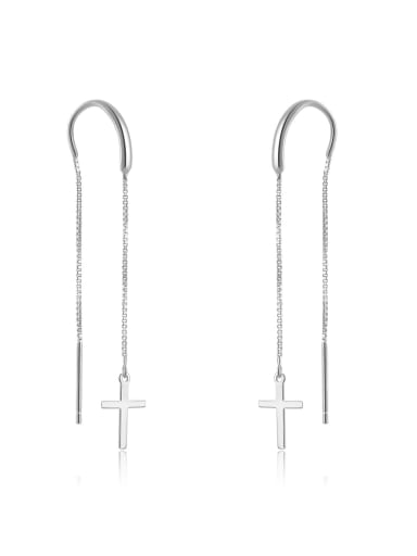 platinum 925 Sterling Silver Tassel Trend Threader Earring