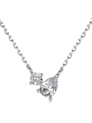 925 Sterling Silver Cubic Zirconia Water Drop Dainty Necklace