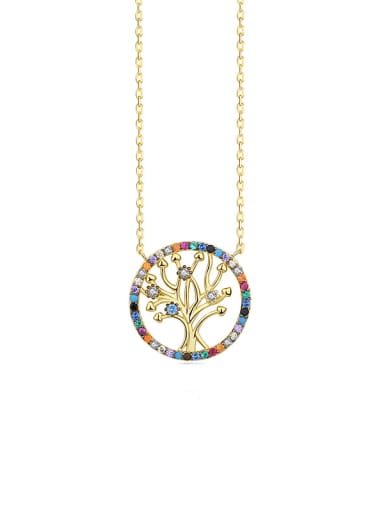 custom 925 Sterling Silver Cubic Zirconia Tree of Life Minimalist Necklace