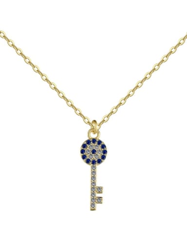 925 Sterling Silver Cubic Zirconia Key Dainty Necklace