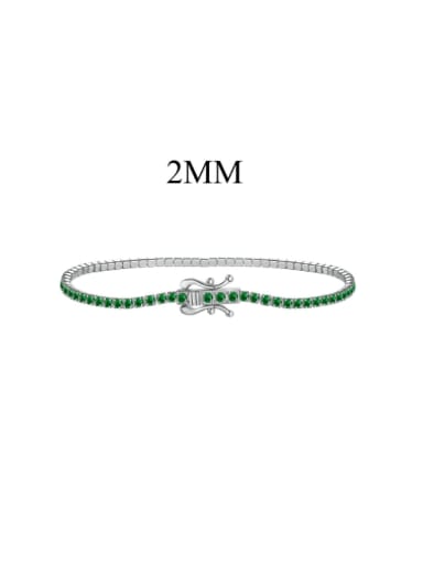 DY150176 S W GN18 925 Sterling Silver Cubic Zirconia Geometric Dainty Bracelet