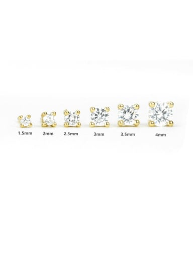 6 sets of gold and white diamonds 925 Sterling Silver Cubic Zirconia Geometric Cute Stud Earring