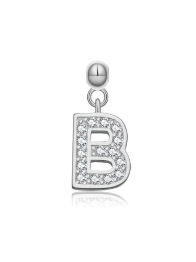 Platinum [B] 925 Sterling Silver Cubic Zirconia Minimalist Letter  Pendant