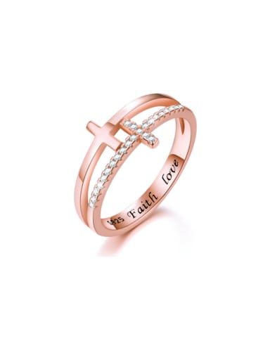 Rose gold ESD0048C 925 Sterling Silver Cubic Zirconia Geometric Minimalist Stackable Ring