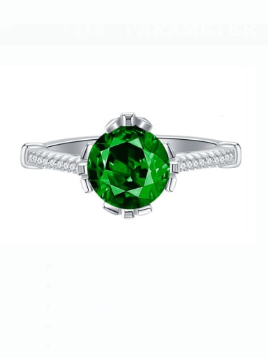 Green 925 Sterling Silver Cubic Zirconia Geometric Luxury Band Ring