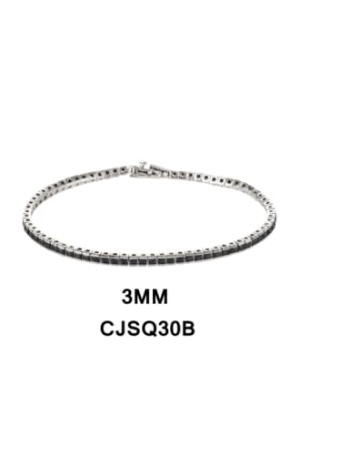 925 Sterling Silver Cubic Zirconia Geometric Luxury Link Bracelet