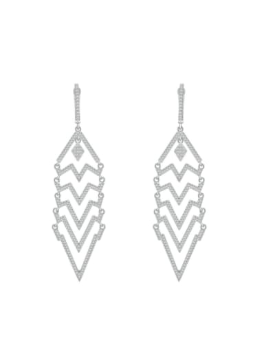 925 Sterling Silver Cubic Zirconia Triangle Luxury Cluster Earring