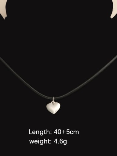 Titanium Steel  Heart Pendant  Minimalist Leather rope Necklace