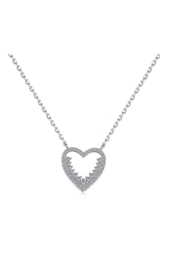 925 Sterling Silver Cubic Zirconia Heart Minimalist Necklace