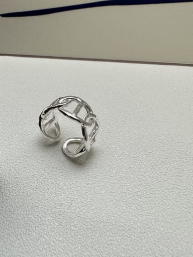 925 Sterling Silver Hollow  Geometric Vintage Band Ring