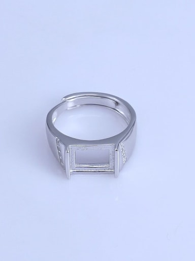 925 Sterling Silver 18K White Gold Plated Geometric Ring Setting Stone size: 7.5*10mm