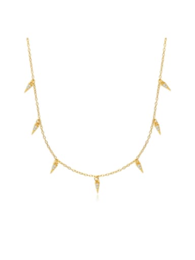 A2872 Gold 925 Sterling Silver Cubic Zirconia Geometric Dainty Necklace
