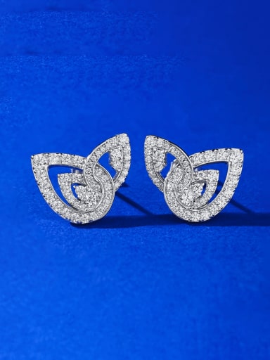 925 Sterling Silver Cubic Zirconia Heart Luxury Cluster Earring