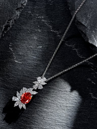 Padmase [P 2049] 925 Sterling Silver High Carbon Diamond Flower Luxury Necklace