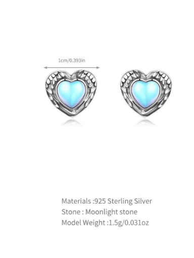 925 Sterling Silver Natural Stone Heart Vintage Stud Earring