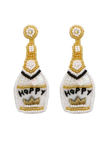E69005 Miyuki Millet Bead Hand woven handmade champagne bottle Earring