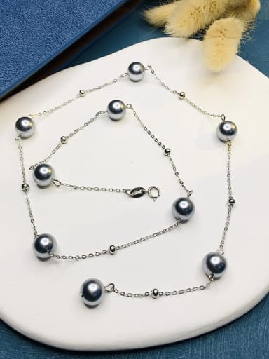 925 Sterling Silver 8mm Shell Pearl Necklace with 50cm length