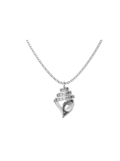 Platinum DY190820 S W WH 925 Sterling Silver Imitation Pearl Irregular Trend Conch shape pendant Necklace