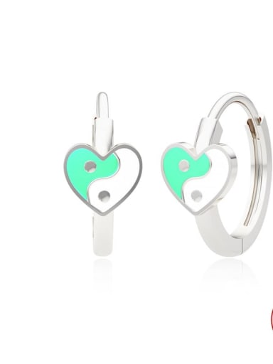 Platinum Love Green 925 Sterling Silver Enamel Geometric Trend Stud Earring