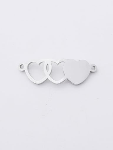 Right peach heart Stainless steel heart-shaped double hole Connectors