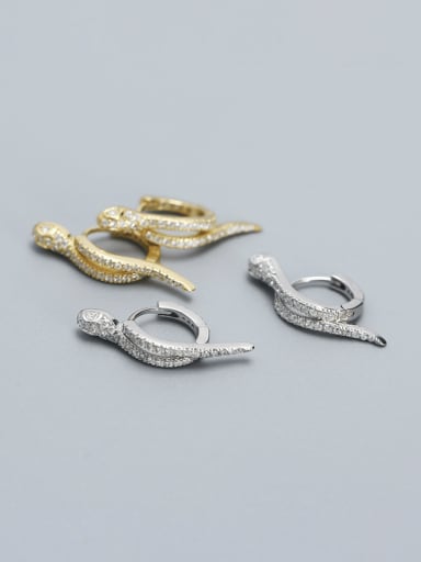 925 Sterling Silver Cubic Zirconia Snake Dainty Stud Earring