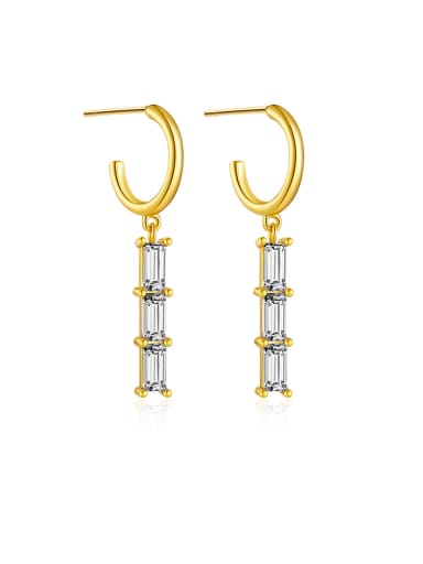 18k gold [white stone] 925 Sterling Silver Cubic Zirconia Geometric Trend Drop Earring