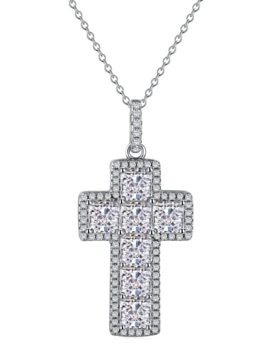 White DY190237 925 Sterling Silver Cubic Zirconia Cross Luxury Necklace