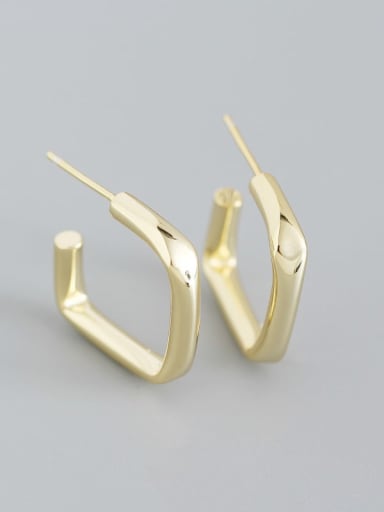 Gold 925 Sterling Silver Square Minimalist Stud Earring