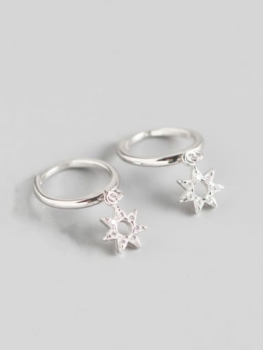 925 Sterling Silver Rhinestone White Star Cute Huggie Earring