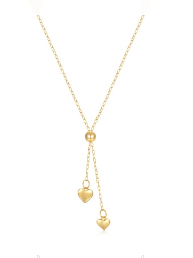 golden 925 Sterling Silver Heart Minimalist Tassel Necklace